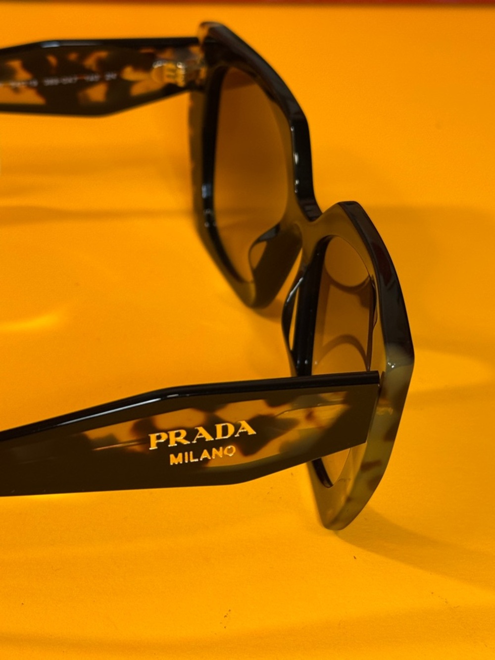 Prada Sunglasses Tortoiseshell Oversized Square Sunglasses - Amber Lenses - Picture 4 of 13